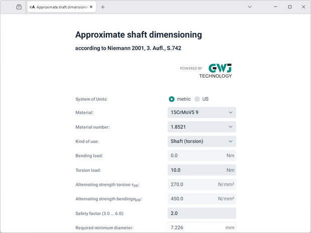 Shaft Dimensioning